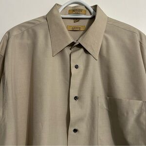 Arrow Microtech Men's Tan Long Sleeve Dress Shirt 17-17.5 XLong XL Big & Tall